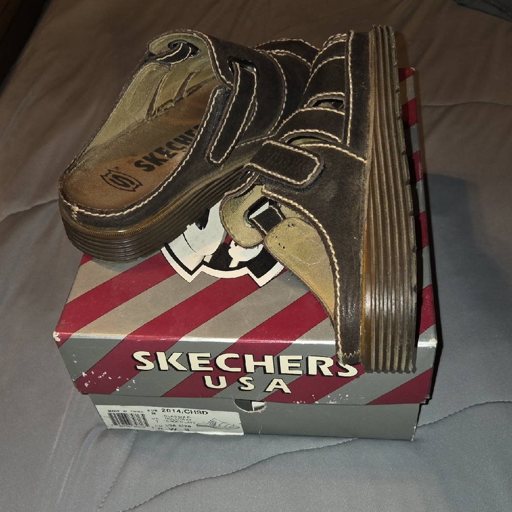 Skechers Chocolate Brown Slide Sandals